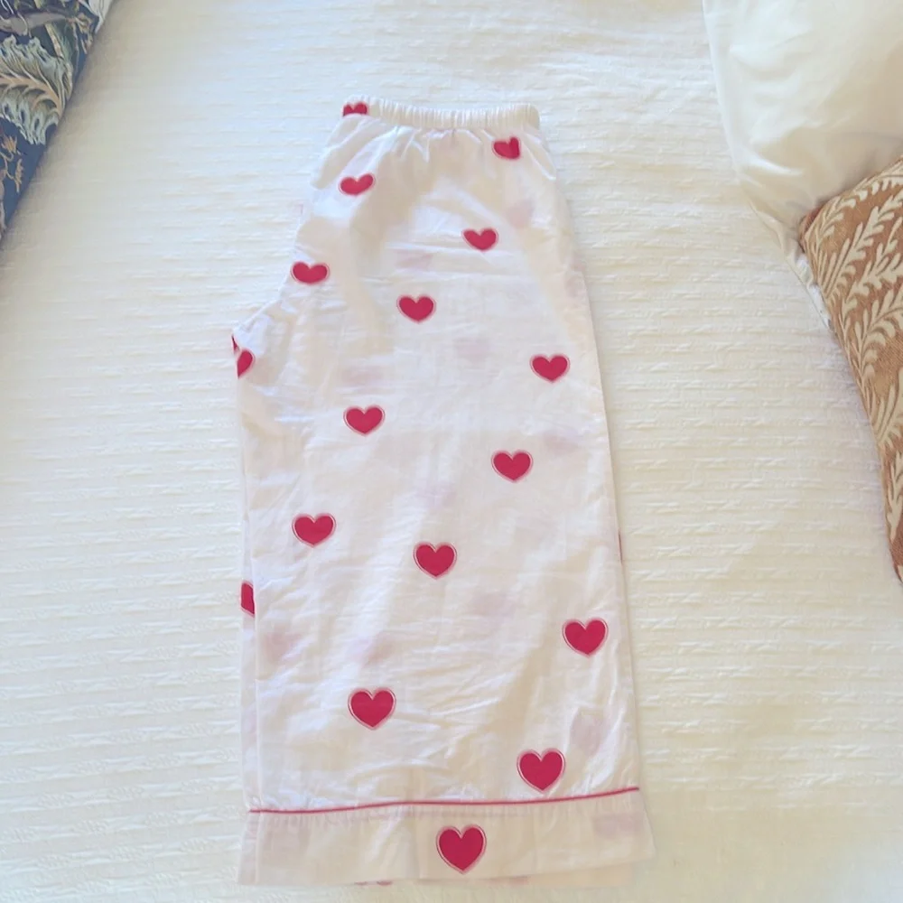 Printfresh White Pajama Pants with Red Hearts - Picture 2 of 4